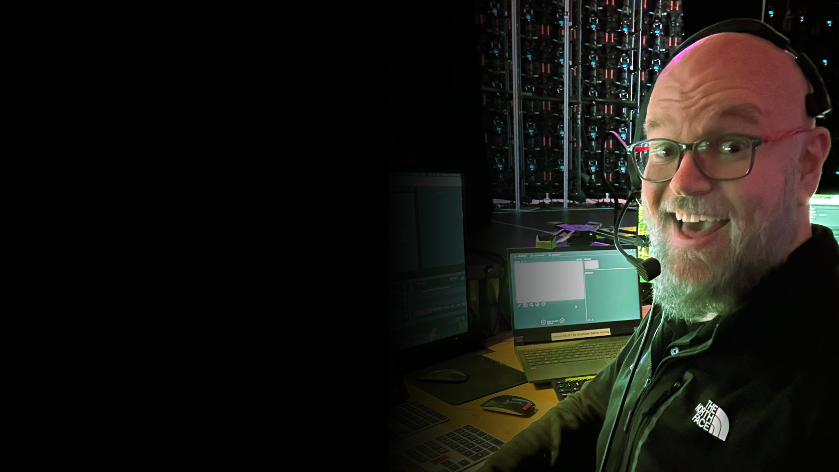Anonymous video technician operating a live event control position